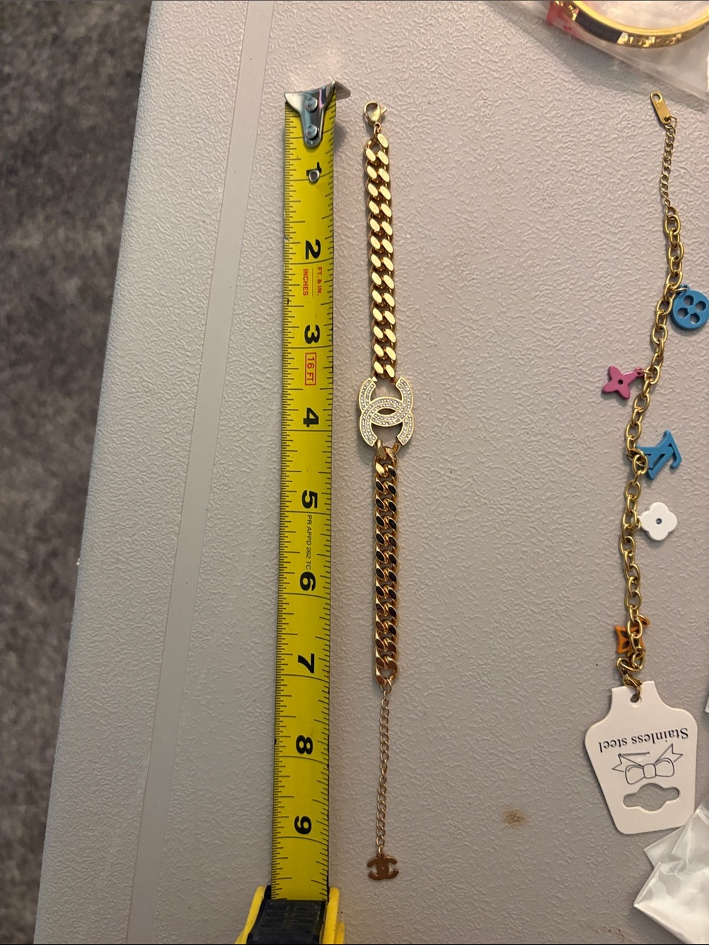 Gold-Tone Crystal Curb Chain Bracelet - Picture 8 of 8